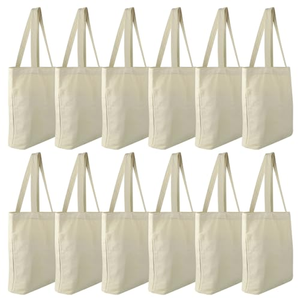 Sacs fourre-tout en toile de coton beige imprimable, personnalisables, faits main, réutilisables, pour le shopping, robustes et vierges - Product Image 1