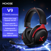 Earphone Dinamis MCHOSE V9 Pro 3-Mode Nirkabel AAC untuk Pencahayaan RGB 5.3 Latensi Rendah Over-Ear Custom Fit Gaming Musik PC