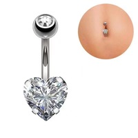 Anneaux de nombril en acier inoxydable papillon étincelant en forme de coeur Zircon ventre ongles Piercing bijoux