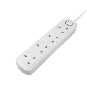 Plastic <strong>Extension</strong> Lead 2M 4 Gang UK Plug <strong>Sockets</strong> <strong>Bar</strong> with 3m Wire Shutter &amp; Children Protection White 13A - Product Image 2