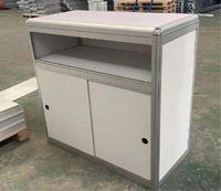 Comptoir pliant verrouillable en aluminium pour stand d'exposition, bureau d'accueil pour stand modulaire et salon professionnel