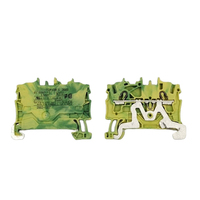 Morsetto a gabbia a pressione per terminale di terra a 2 conduttori, su guida DIN, 2.5mm², verde-giallo, nuovo di zecca, originale tedesco, in stock (2002-1207)