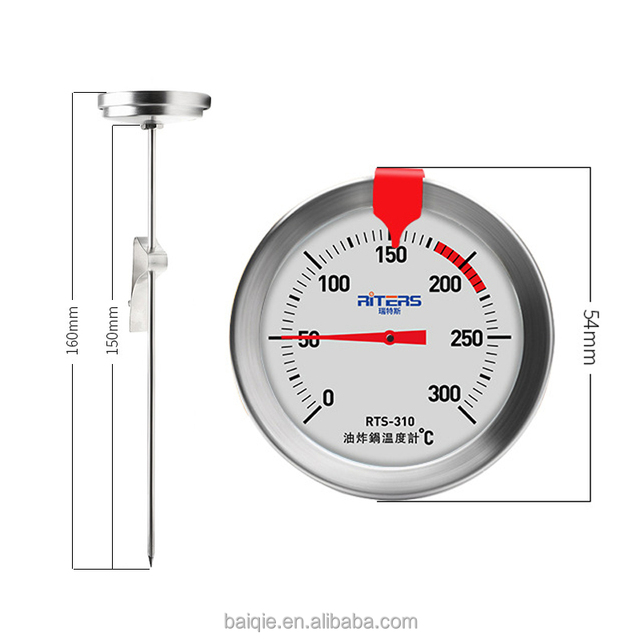 High Accuracy Adjustable Clip Stainless Steel  Deep Fry Thermometer 0-300°C 6 Inch Probe OEM Available for Kitchen Fried Food