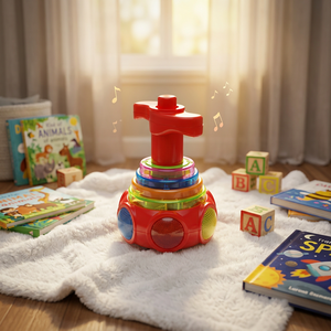 Toupie musicale LED clignotante JR MS INDUSTRIES, jouet mini en plastique lumineux, modèle Jr-ind-bptb pour 2-4 ans - Product Image 3