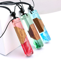 Colliers pendentifs en bois époxy faits à la main transparents pour femmes collier ras du cou en résine transparente mariage bijoux de mariée