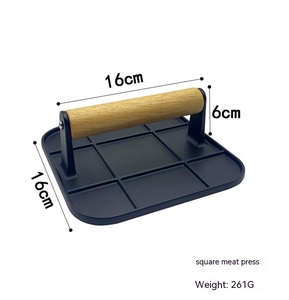 Prensa de carne de hamburguesa de aleación de aluminio resistente con mango de madera herramienta de Cocina Casera para carne y aves de corral - Product Image 2