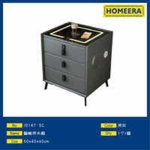 Comodino Intelligente Homeera 50x40x60cm con 3 Cassetti e Piano in Vetro Temperato, Design Moderno e Minimalista per Camera da Letto - Product Image 1