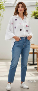 OEM ODM Hand Embroidered Floral <strong>Shirt</strong> Romantic Botanical Blouse Cottagecore Handmade Clothing - Product Image 2
