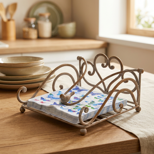 Vintage Metal <b>Napkin</b> <b>Holder</b> With Butterfly Print Tissues Free Standing Decorative Stand - Product Image 1