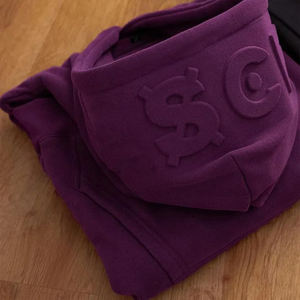 KINGSEN Sweat à capuche zippé surdimensionné pour homme en coton gaufré de haute qualité, en molleton bouclette, broderie 3D, style vintage hiver - Product Image 5