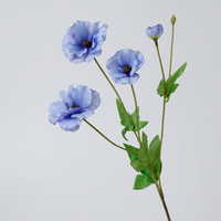 Vente en gros de branche d'anémone artificielle en soie bleue de 49 cm, prix d'usine pour la décoration de la maison, des événements et des fêtes, personnalisable
