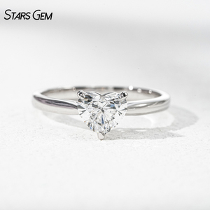 Anillo Solitario Starsgem de 1CT 2CT, Anillo de Compromiso de Oro Sólido de 14K con Diamante Cultivado en Laboratorio con Corte Corazón para Regalo - Product Image 6