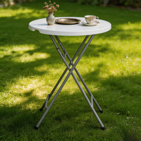 Table de cocktail pliante moderne en HDPE haute densité avec base mobile pour usage extérieur