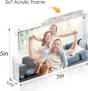 Marco de Fotos Magnético Personalizado Transparente <span class=keywords><strong>para</strong></span> Acrílico, Impresión UV, Doble Cara, Imán Fuerte, Portafotos de Escritorio, Recuerdo, Regalo - Product Image 2