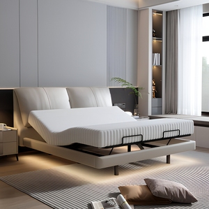 Cadre de lit électrique intelligent réglable en cuir luxueux et moderne |   Lit plateforme zéro gravité avec chargement USB |   Très résistant - Product Image 1