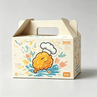 Boîtes en carton personnalisées pour hamburgers, frites, poulet et sushis avec poignée et doublure, emballages jetables pour la restauration rapide à emporter