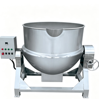 Marmite de mélange industrielle chauffée au gaz de 100L à 1000L avec agitateur, chaudière à double enveloppe pour aliments, lait de soja, pâte de viande