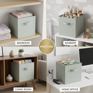 Cube de rangement en tissu non tissé gaufré de qualité supérieure 80G, 27x27x28cm, pliable, boîte de rangement décorative pour organisateur de cubes - Product Image 5