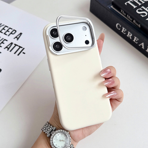 Coque de téléphone magnétique en silicone liquide S134 couleur unie effet peau avec support d'objectif pour iPhone 17 18 Pro Max - Product Image 1
