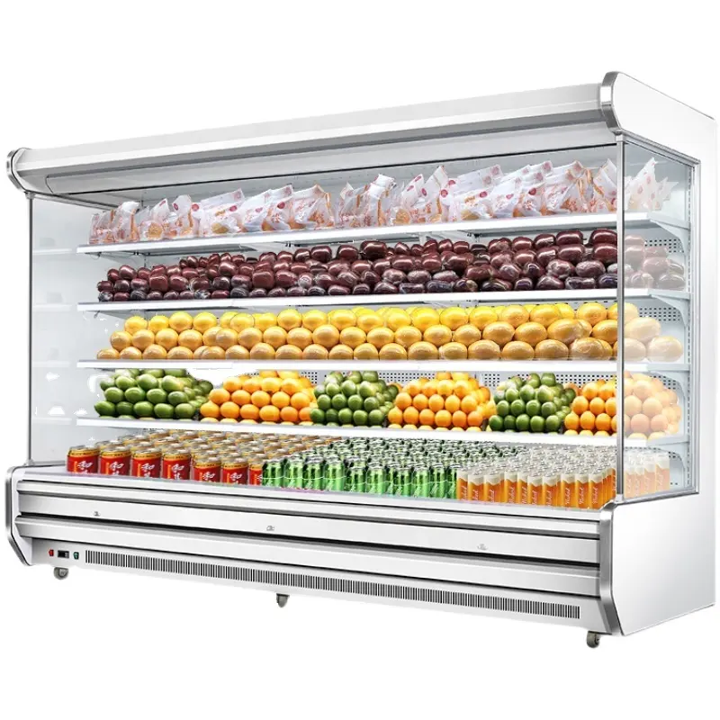 Refrigerador abierto multicubierta para supermercado, equipo de refrigeración con pantalla remota abierta, 2022