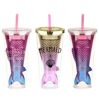 Mermaid Design Straw Cup for Kids, Sippy Cup Cover
