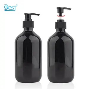 Plastic Cosmetische Lege Huidverzorging Bodylotion Shampoo Haarconditioner 500Ml Zwarte Vloeibare Fles Met Zwarte Pomp