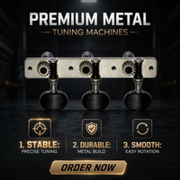 Accordeurs de guitare classique de style rétro en nickel mat, corps couleur bronze avec boutons effet ébène, manivelles de cordes haute précision