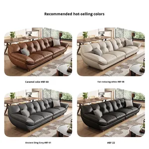 โซฟาหนังสีน้ำตาลโค้งมนสไตล์โมเดิร์น 3 ที่นั่ง รุ่น <span class=keywords><strong>Moop</strong></span> Top หรูหรา พร้อมเบาะรองนั่งนุ่มสบายสำหรับห้องนั่งเล่น - Product Image 5