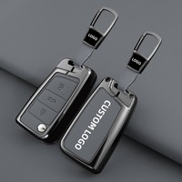 Étui pour clé en alliage de zinc et cuir pour VW Polo, Bora, Lavida, Golf, Golf GTI, coque de protection pour clé de voiture avec porte-clés