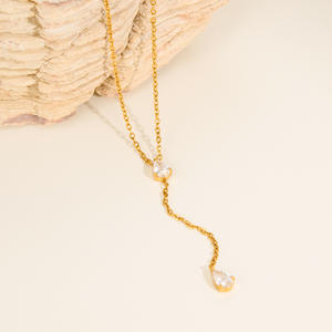 नए बोहो सुरुचिपूर्ण आंसू ड्रॉप जिरकॉन पूंछ वाली शहरी मिनी नेकलेस डेलन 18k सोने की प्लेटेड तिरश मुक्त स्टेनलेस स्टील गहने - Product Image 5