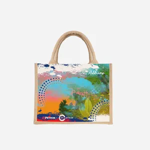 Custom Waterproof Shopping Bag Portable Burlap Jute Tote Eco Canvas Jute Bag