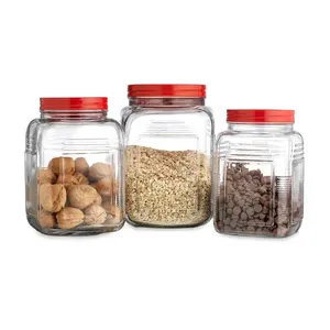 3000ML 15000ML 1000ML 700ML 600ML Verre Carré Croustilles Pot De Stockage avec couvercle en plastique dans la Cuisine