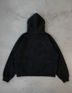 Custom 350gsm Habits Homme Top Trending Leopard Print Hoodies Luxury Blank Ribbed Design Black and <strong>White</strong> <strong>Zip</strong> <strong>up</strong> Hoodies Jackets - Product Image 4
