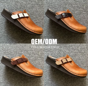 Customizable Unisex Cork Wood Faux Suede <b>Leather</b> Casual Shoes Round Head <b>Closed</b> <b>Toes</b> Anti Slip Outdoor <b>mens</b> shoes <b>sandals</b> - Product Image 5