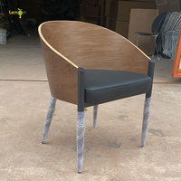 Chaises de bureau en noyer plaqué bois massif, avec coussin en cuir noir, chaises de chambre et d'hôtel