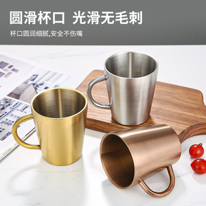 Stainless Steel <b>Mug</b> 304 <b>Double</b> <b>Walled</b> With Handle Solid Color Straight Cup For Party And Daily Use - Product Image 5