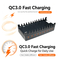 Chargeur USB haute puissance 200W à coque en fer, 10 ports, QC 3.0, station de charge USB multi-ports, concentrateur de charge USB pour plusieurs appareils