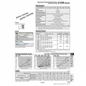 Cilindro sin vástago SMC Pneumatics Cilindro de categoría de producto de la - Product Image 1