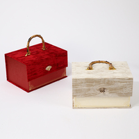 Coffret Cadeau Rigide de Luxe pour Parfums, Cosmétiques, Bougies, Portefeuilles – Emballage Premium Réutilisable avec Poignée en Bois, Cuir, Velours et Boucle Métallique