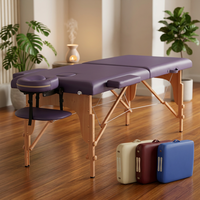 Table de massage pliable légère et portable, caractéristiques réglables, design en cuir synthétique, style moderne pour les soins du visage