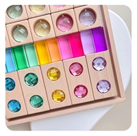 Jouets Montessori JET Blocs en bois acrylique en forme de pierres précieuses pour l'assemblage et blocs en forme de diamant translucides Jouets éducatifs