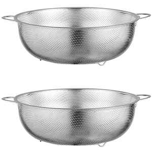 Colander thép không gỉ <span class=keywords><strong>4.5</strong></span> <span class=keywords><strong>Quart</strong></span> 2 cái micro-đục lỗ đôi xử lý ba góc cơ sở Dent kháng chống cắt - Product Image 1