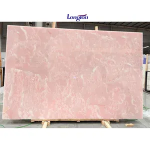 Wholesale Pink Onyx Marble Polished Big Slab Interior Decoration Marble Vanity Top Countertop Decor