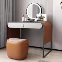 Table de maquillage moderne en bois massif, coiffeuse avec miroir LED tactile, design durable, pour chambre à coucher