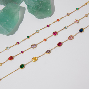 Novedad de Verano 2026, Pulseras de Moda Elegantes para Mujer, Chapadas en Oro de 18k, de Acero Inoxidable, con Cristales Coloridos, Resistentes al Deslustre - Product Image 5