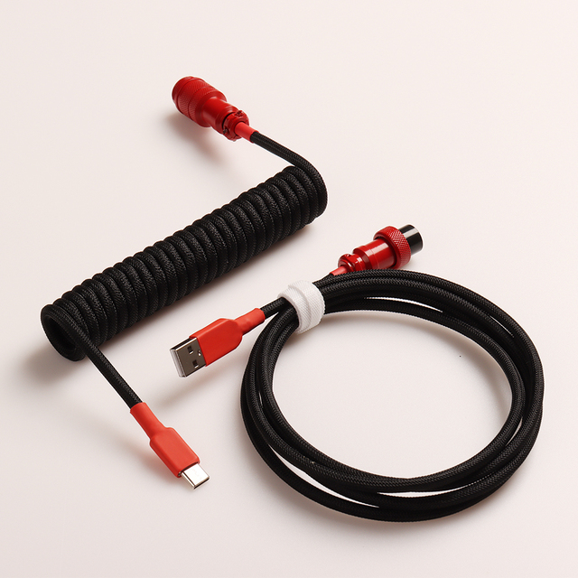 aviator Cable Coiled Type c Gold Plug Guitar Cable for Guitar Bass Keyboard Metal Connector for Mechanical Keyboard
