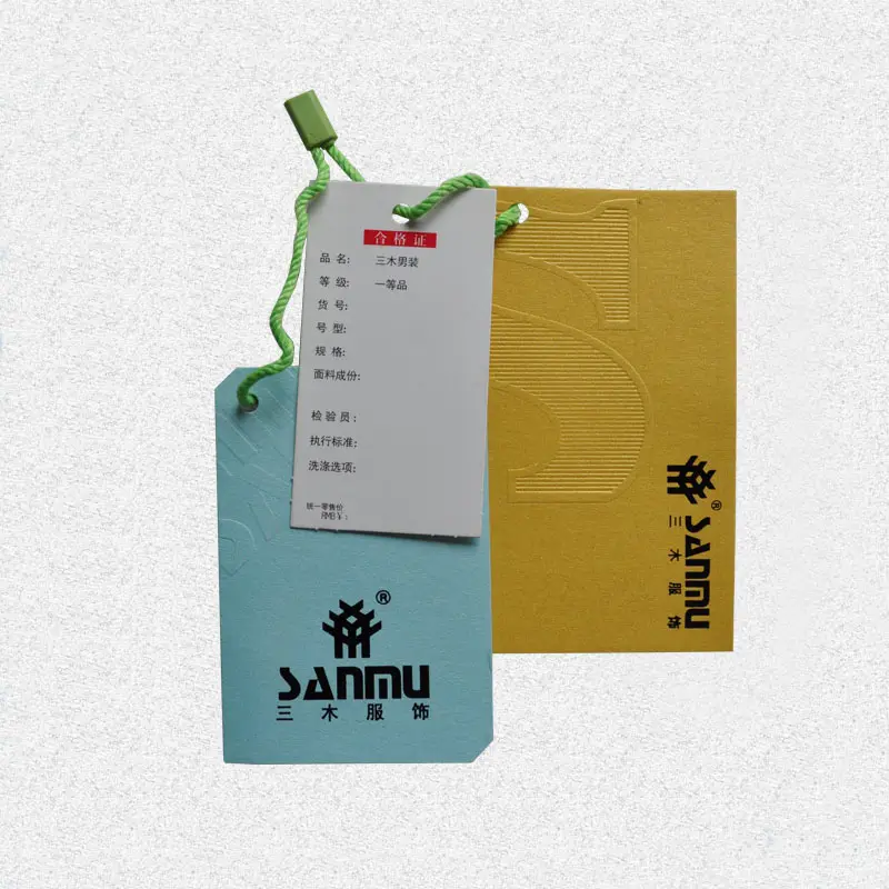 Cheap Factory Design high quality Name Logo Custom Printing Thick Paper Hang Tag Garment paper Tag with string Rope