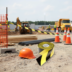 Cinta de Seguridad de Alta Visibilidad Versátil, Amarillo-Negro, 500 M, para Zonas de Construcción y Obras Viales, EMS001 - Product Image 3