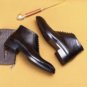 Bottes Chelsea pour hommes en cuir véritable de haute qualité, fabriquées à la main, avec lettres gravées, style britannique, pour affaires et occasions formelles - Product Image 6