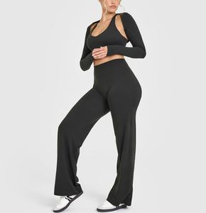 Conjunto Deportivo de 3 Piezas para Mujer, Pantalones de Manga Larga, Traje Transpirable y Suave, <span class=keywords><strong>Ropa</strong></span> de <span class=keywords><strong>Yoga</strong></span> Ajustada, <span class=keywords><strong>Ropa</strong></span> Deportiva para Exteriores, Sujetador Deportivo de Secado Rápido - Product Image 3